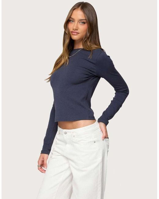 Edikted Blue Kiyan Long Sleeve T Shirt