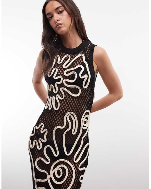 ASOS White Open Stitch Cornelli Pattern Maxi Dress