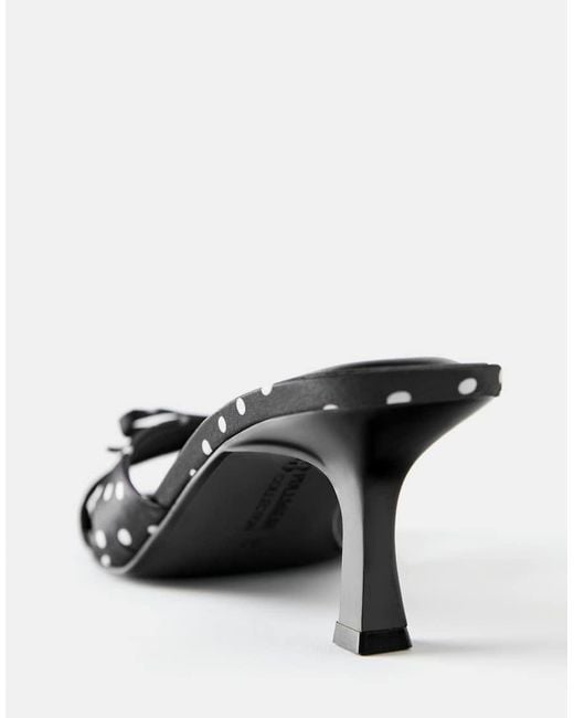 Pull&Bear Black Polka Dot Heeled Sandals