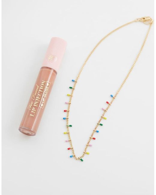 ASOS Natural Short Necklace With -coloured Beading Detail