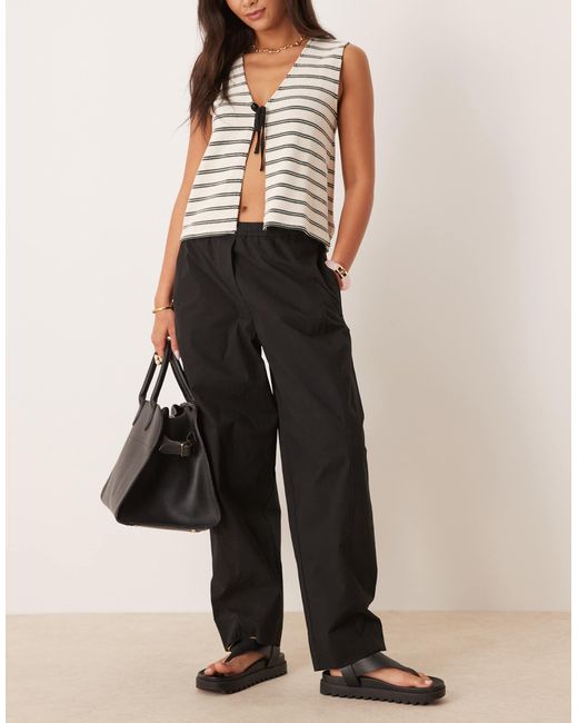 Mango Black Pull On Barrel Leg Trouser