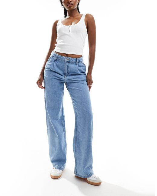 Mango Blue Relaxed Straight Leg Jeans