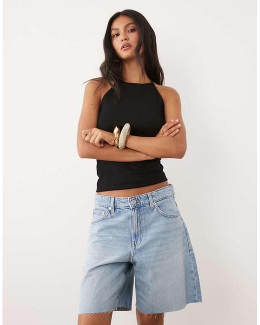 Mango Blue 100% Cotton Denim Shorts