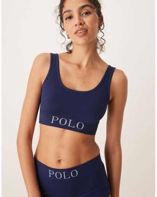Polo Ralph Lauren Blue Ribbed Seamless Scoop Tank Bralette