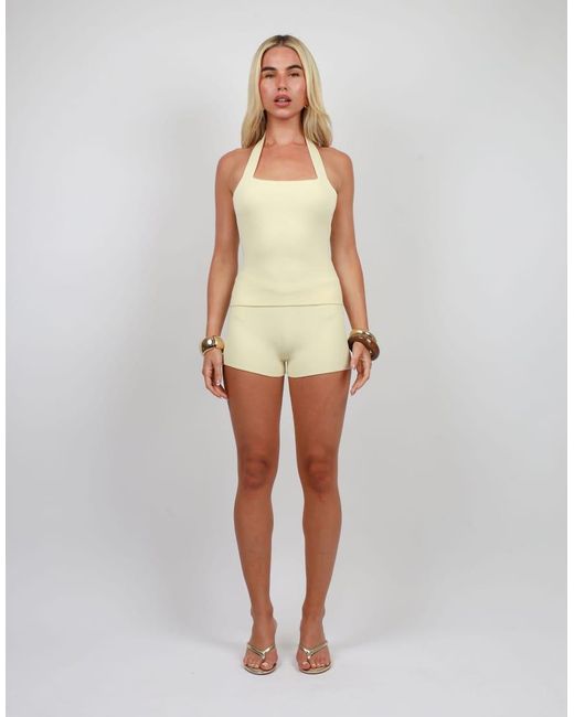 SIMMI Blue Square Neck Knitted Halter Top
