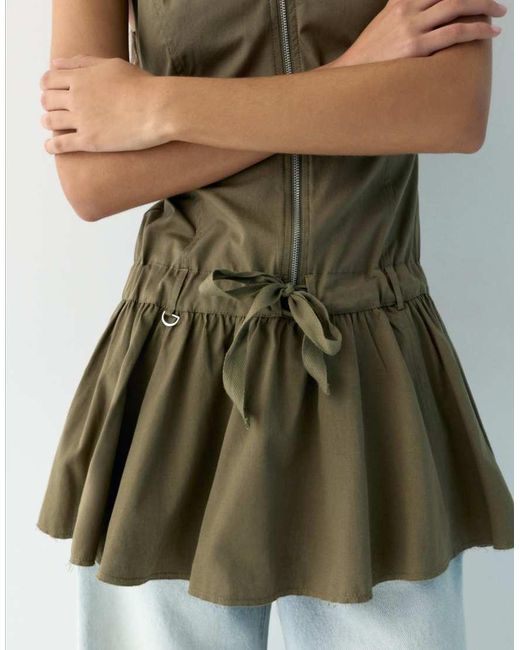 Pull&Bear Green Short Halter Dress With Zip