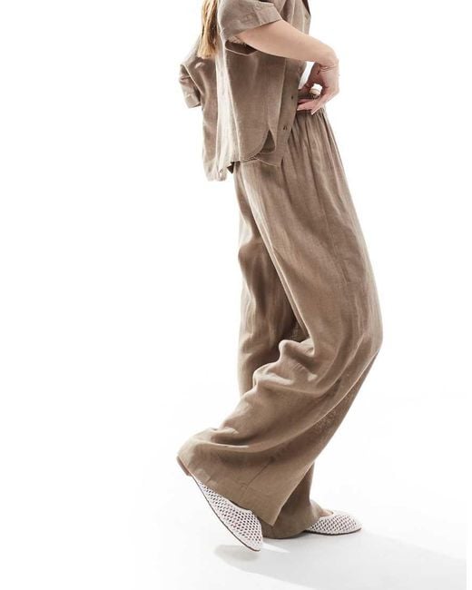 ONLY White Linen Mix Wide Leg Trouser Co-ord