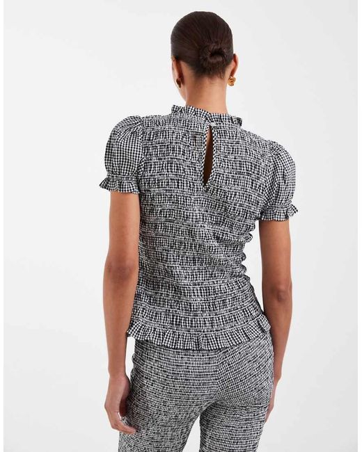 ASOS Gray Shirred Ruffle Top