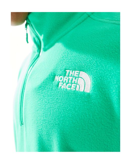 The North Face Green Glacier 1/4 Zip Logo Fleece for men