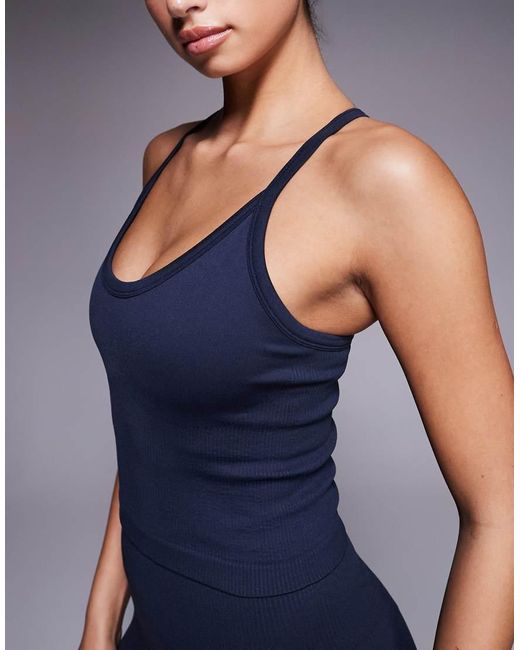 4505 Blue Sculpting Seamless Tank Top With Inner Bra And Adjustable Straps