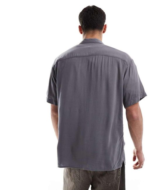 Jack & Jones Gray Revere Collar Short Sleeve Shirt for men