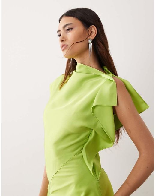 ARRANGE Green Split Shoulder Draped Maxi Dress