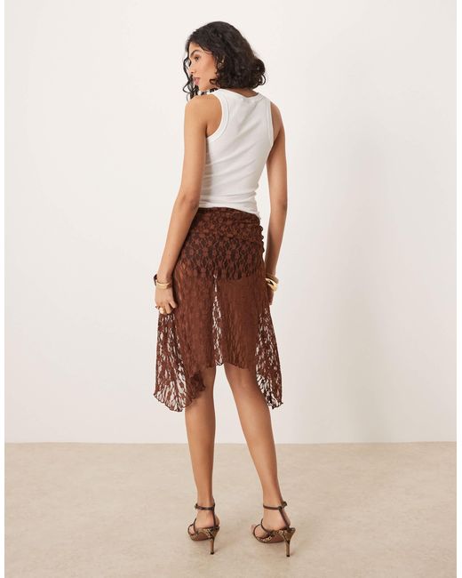 Mid-Waist Semi-Sheer Lace Skirt