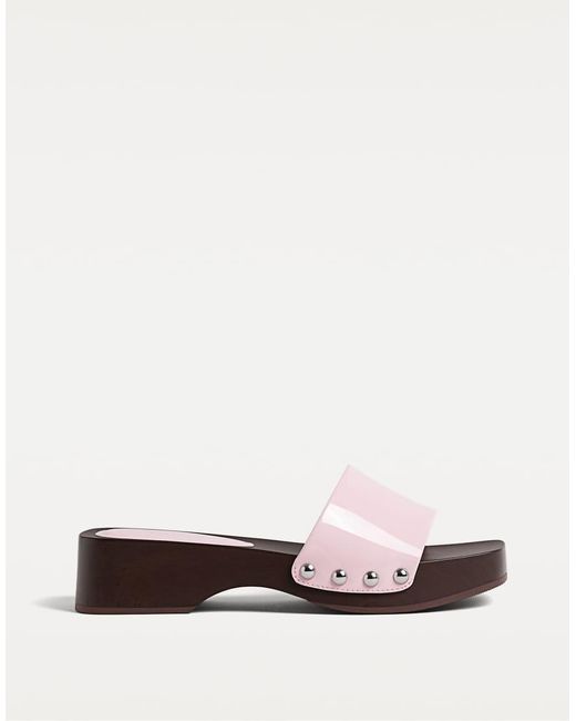 Stradivarius Pink Beaded Clogs
