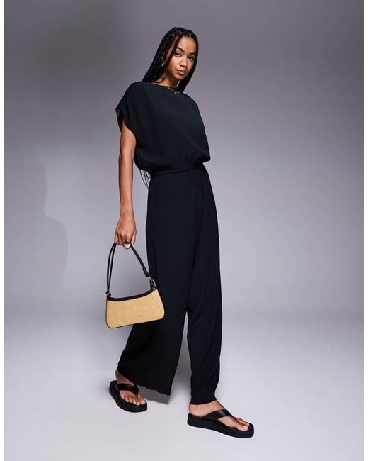 ASOS Blue Tailored Wide Leg Crinkle Textured Trousers Co-Ord