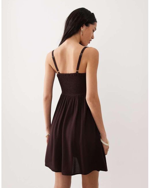 Free Society Natural Shirred Beach Mini Dress