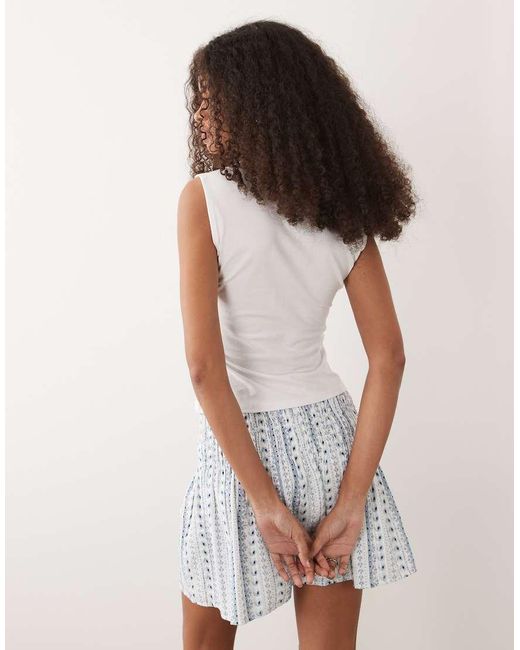 Mango Brown Teen Square Neck Sleeveless Top