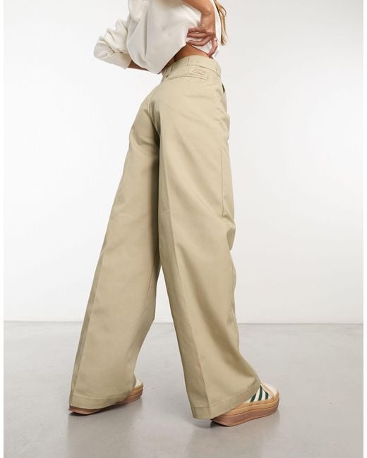 Dickies Grove Hill Wide Leg Trousers in Natural
