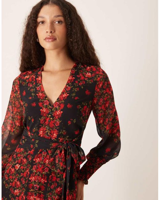 Hope & Ivy Multicolor V-Neck Button Front Maxi Dress