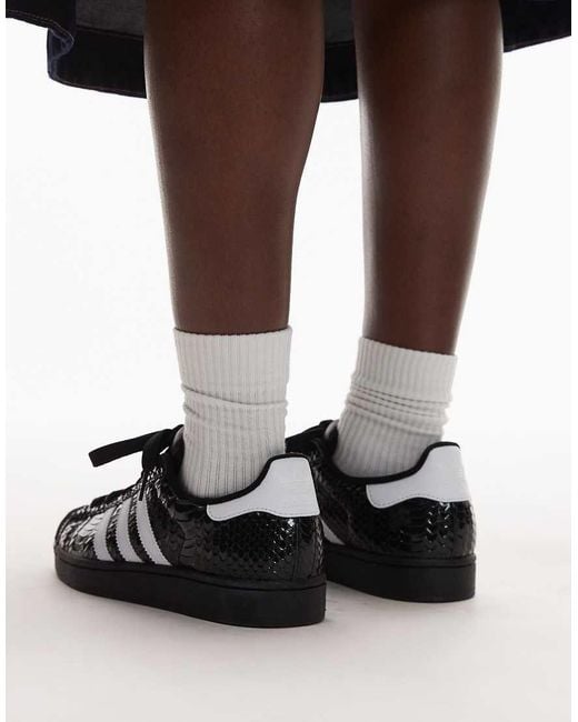 Adidas Originals Black Superstar Ii Croc Print Trainers