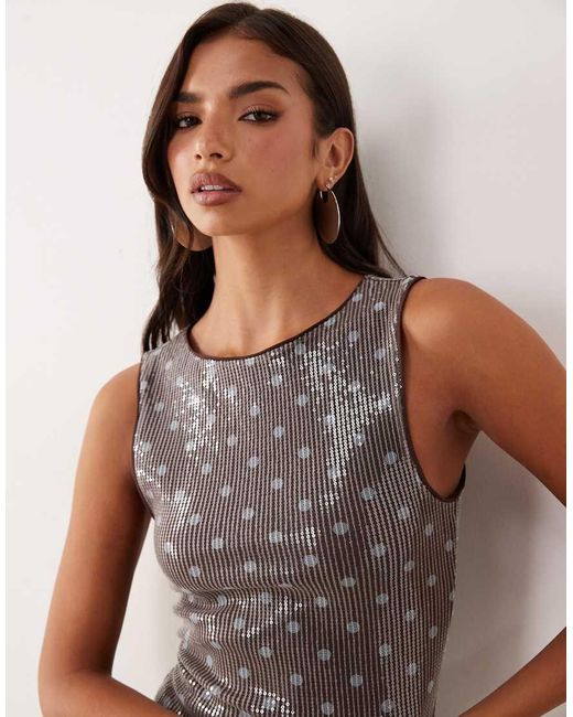 ASOS Brown Co-ord Sequin Tank Top