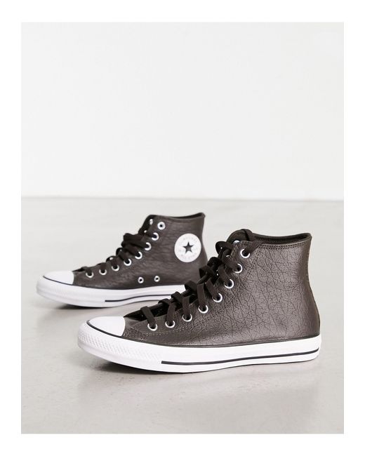Converse Chuck Taylor All Star Hi Leather Trainers in Blue for Men | Lyst