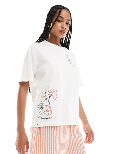 ASOS White Embroidered Floral T-shirt