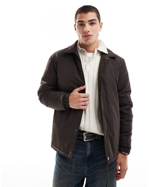 Brave Soul Black Padded Coach Jacket for men