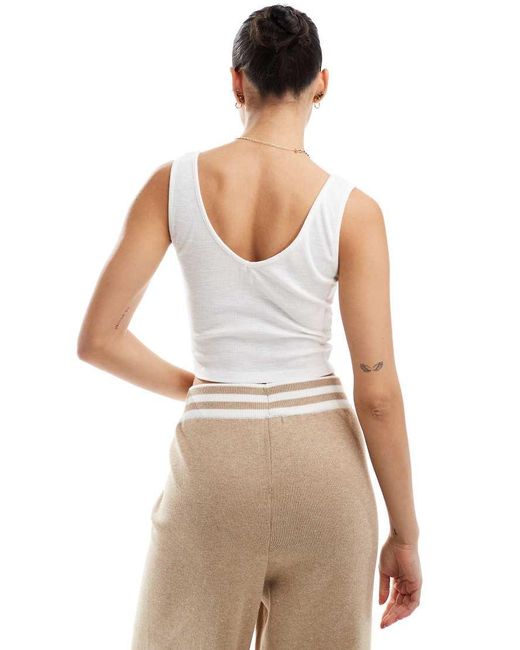 agon® White V Neck Crop Top