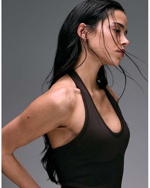4505 Black Sculpting Seamless Halter Neck Vest With Inner Bra