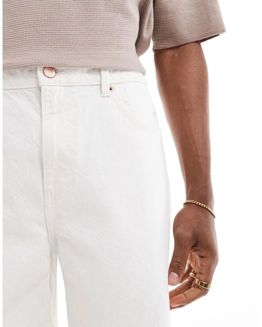 Bershka – weite jeans-shorts in White für Herren