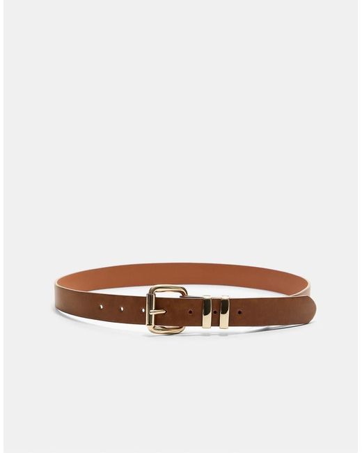 Stradivarius White Basic Belt With Square Buckle