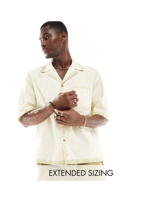 ASOS White Short Sleeve Boxy Relaxed Revere Denim Shirt With for men