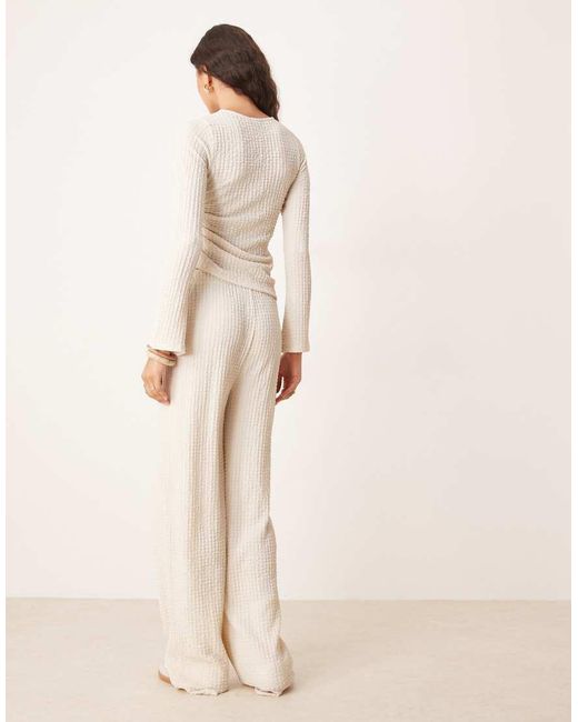 ASOS Natural Co-ord Textured Wide Leg Trouser