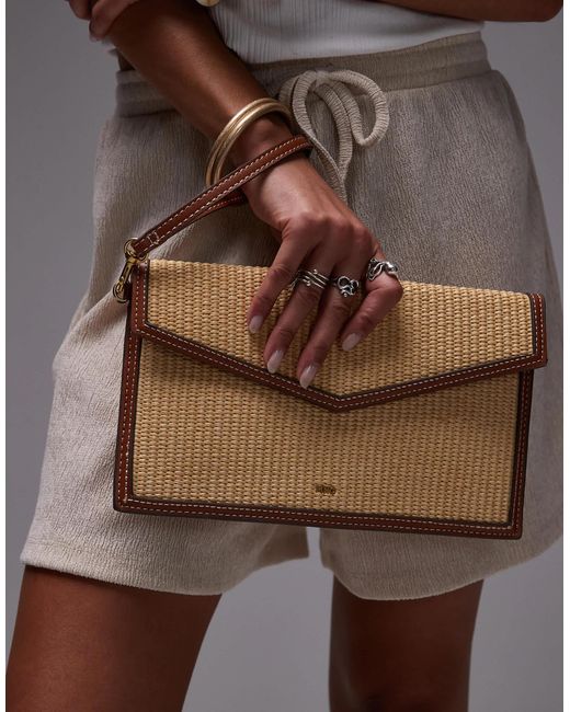 Mango Brown – gewebte kuverttasche aus bast