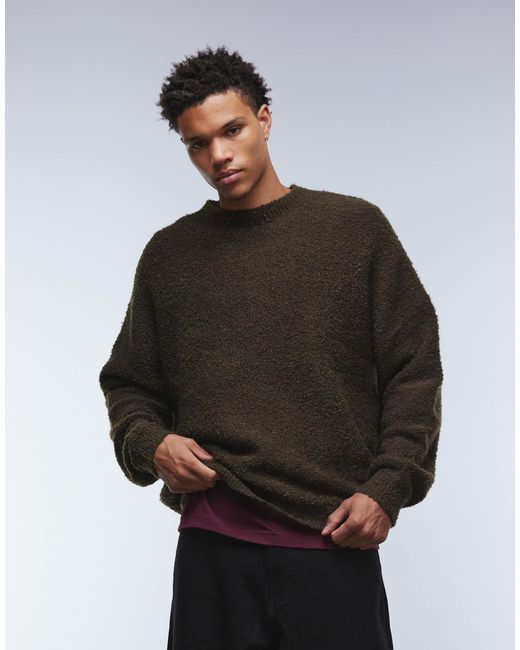 Pull ultra-oversize en maille bouclée - marron ASOS pour homme en coloris Gray