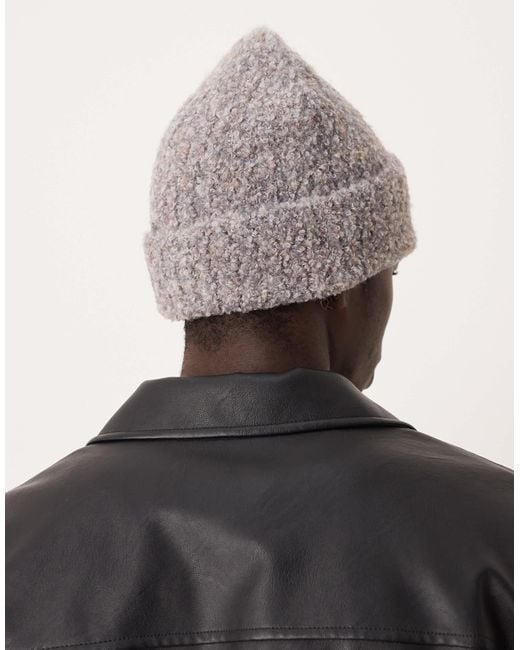 ASOS – gerippte strickmütze aus bouclé in Gray für Herren