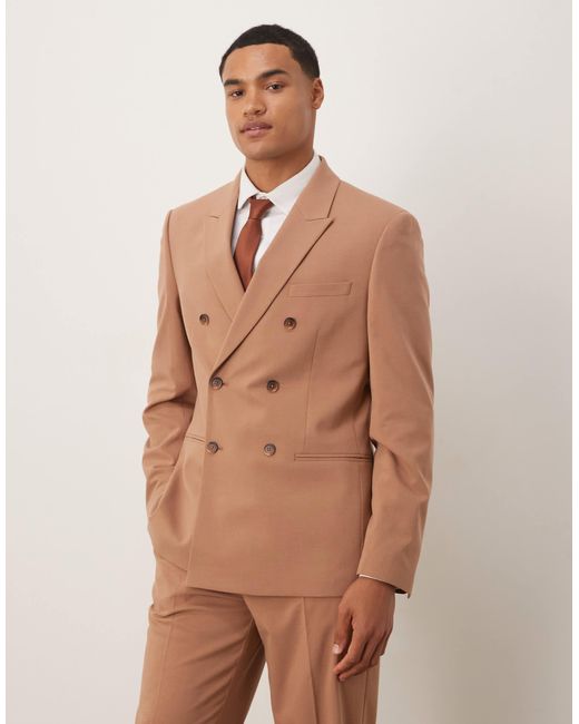 ASOS – zweireihige anzugjacke in Brown für Herren