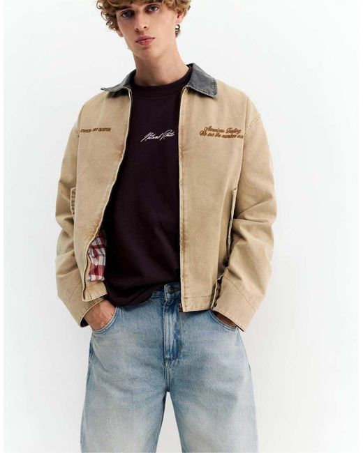 Pull&Bear Blue Jeans With Seams for men