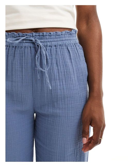 Pull&Bear Blue Drawstring Waist Crinkle Finish Pants
