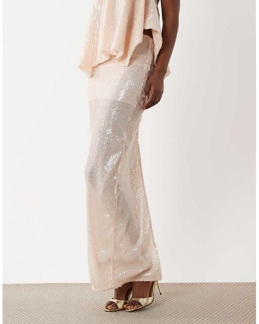 South Beach Natural Sequin Maxi Skirt