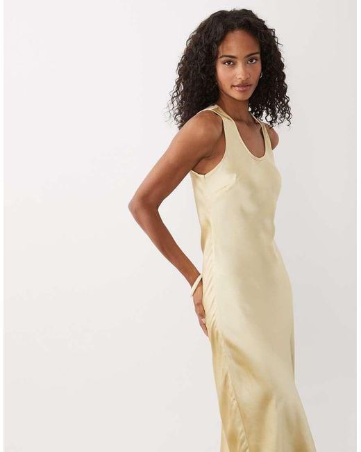 ASOS Natural Scoop Satin Maxi Dress