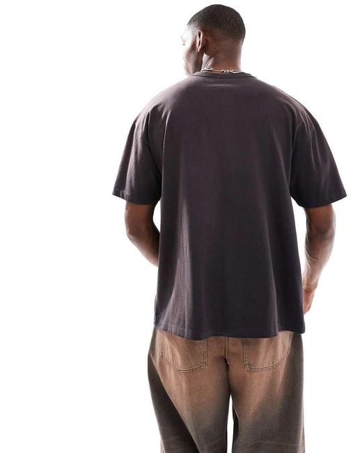 ASOS Oversized T-Shirt Van Zware Stof Met Zak En Applicatie Op De Borst in het Black voor heren