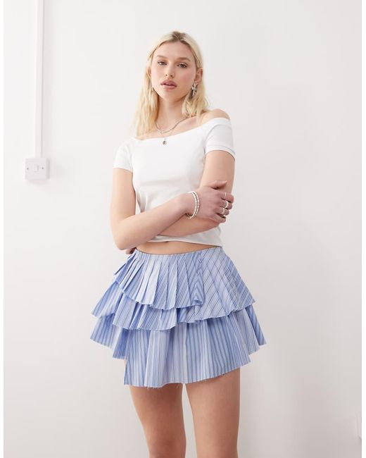 Minifalda A Rayas Plisada Viola De Weekday de color Blue