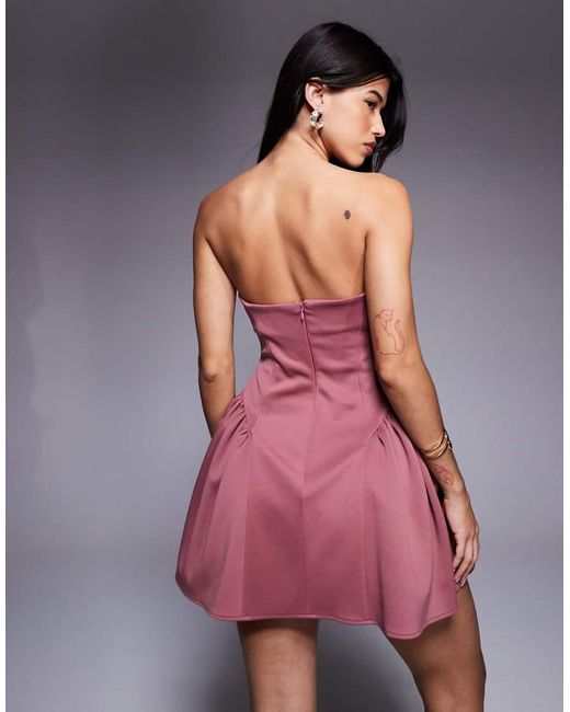 ASOS Red Bandeau Skater Mini Dress With Contrast Cups