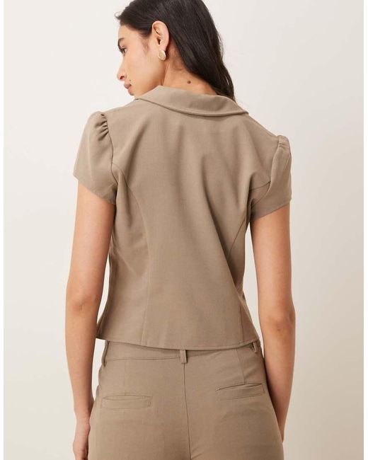 Motel Brown Maorah Tailored Collared Blouse