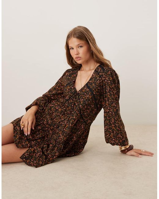 Nobody's Child Natural Marley Boho V-neck Mini Dress