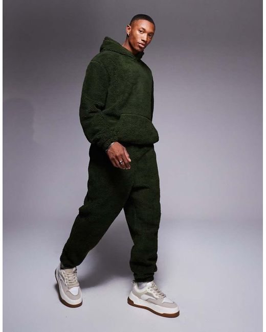 ASOS Oversized Borg joggers in Black for Men | Lyst UK