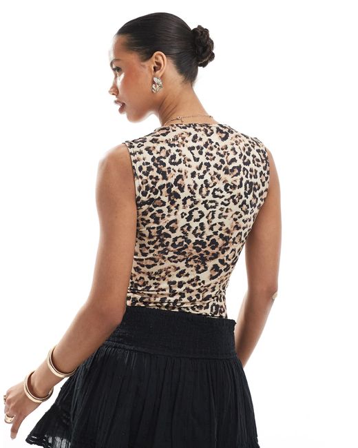 Body à encolure carrée et imprimé léopard Stradivarius en coloris Multicolor