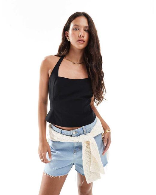 Cotton On Black Luis Suiting Halter Top